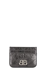 Balenciaga Monaco Card Holder in Steel Grey, view 1, click to view large image.