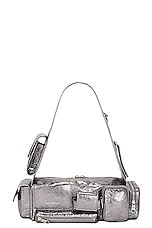 Balenciaga Superbusy Sling B XS Bag in Silver, view 1, click to view large image.