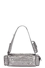 Balenciaga Superbusy Sling B XS Bag in Silver, view 3, click to view large image.