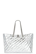 Balenciaga Large Crush Carry All in Silver, view 1, click to view large image.