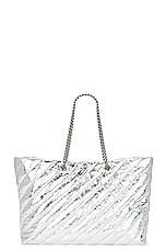 Balenciaga Large Crush Carry All in Silver, view 3, click to view large image.
