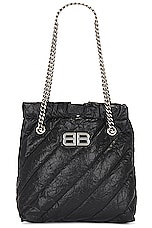 Balenciaga Quilted Crush Tote Small Bag in Black, view 1, click to view large image.