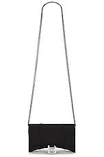 Balenciaga Hourglass Satin Wallet On Chain in Black, view 6, click to view large image.