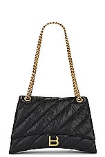 Balenciaga Medium Crush Chain Bag in Black, view 1, click to view large image.