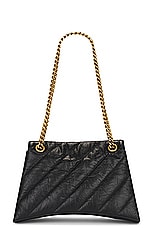 Balenciaga Medium Crush Chain Bag in Black, view 3, click to view large image.