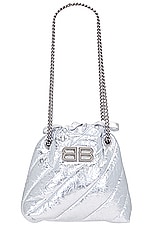 Balenciaga Crush XS Tote Bag in Silver, view 3, click to view large image.