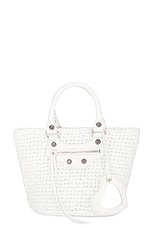 Balenciaga Le Cagole Small Panier Bag in Optic White, view 3, click to view large image.