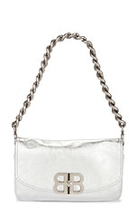 Balenciaga BB Soft Flap Small Bag in Silver, view 3, click to view large image.