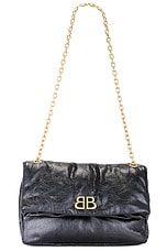 Balenciaga Monaco Medium Chain Bag in Black, view 6, click to view large image.