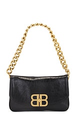 Balenciaga BB Soft Flap Small Bag in Black, view 3, click to view large image.