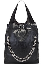 Balenciaga Monaco Large Chain Bag in Black & Black, view 1, click to view large image.