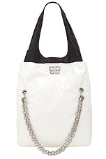 Balenciaga Monaco Medium Chain Bag in Optic White & Black, view 1, click to view large image.