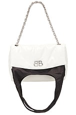 Balenciaga Monaco Medium Chain Bag in Optic White & Black, view 6, click to view large image.