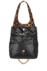Balenciaga Monaco Small Chain Bag in Black & Leopard, view 3, click to view large image.