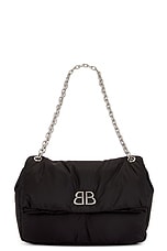 Balenciaga Monaco Medium Chain Bag in Black, view 1, click to view large image.