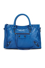 Balenciaga Le City Small Bag in Denim Blue, view 3, click to view large image.