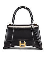 Balenciaga Small Hourglass Top Handle Bag in Black, view 3, click to view large image.