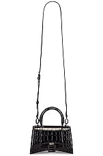 Balenciaga XS Embossed Croc Hourglass Top Handle Bag in Black, view 1, click to view large image.