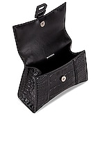 Balenciaga XS Embossed Croc Hourglass Top Handle Bag in Black, view 6, click to view large image.