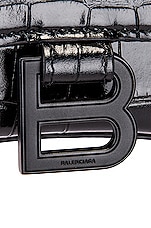 Balenciaga XS Embossed Croc Hourglass Top Handle Bag in Black, view 8, click to view large image.