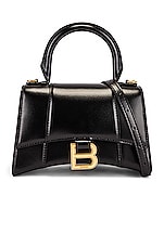 Balenciaga XS Hourglass Top Handle Bag in Black, view 3, click to view large image.