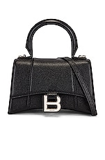 Balenciaga XS Hourglass Top Handle Bag in Black, view 3, click to view large image.