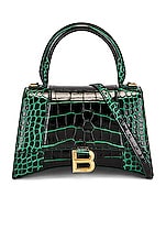 Balenciaga Small Hourlgass Top Handle Bag in Forest Green, view 3, click to view large image.