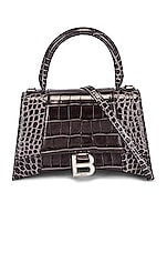 Balenciaga Small Hourglass Top Handle Bag in Dark Grey, view 3, click to view large image.