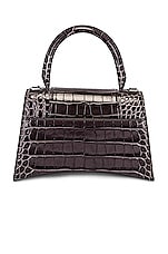 Balenciaga Small Hourglass Top Handle Bag in Dark Grey, view 4, click to view large image.