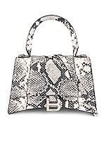 Balenciaga Small Hourglass Top Handle Bag in Black & White, view 1, click to view large image.