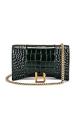 Balenciaga Hourglass Wallet On Chain Bag in Forest Green, view 1, click to view large image.