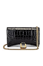 Balenciaga Hourglass Wallet On Chain Bag in Black, view 1, click to view large image.