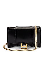 Balenciaga Hourglass Wallet On Chain Bag in Black, view 3, click to view large image.
