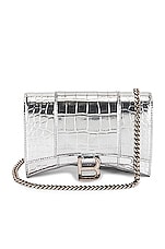 Balenciaga Hourglass Wallet On Chain Bag in Silver, view 1, click to view large image.
