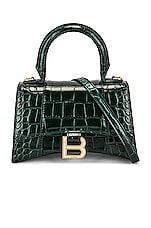 Balenciaga XS Hourglass Top Handle Bag in Forest Green, view 3, click to view large image.