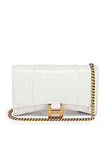 Balenciaga Hourglass Wallet on Chain Bag in White, view 3, click to view large image.