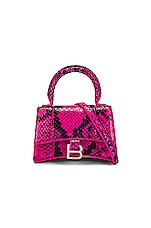 Balenciaga Mini Hourglass Top Handle Bag in Fuchsia & Black, view 1, click to view large image.