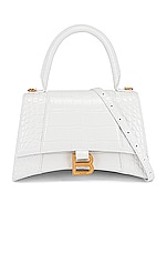 Balenciaga Small Hourglass Top Handle Bag in White, view 1, click to view large image.