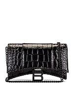 Balenciaga Hourglass Wallet on Chain Bag in Black, view 3, click to view large image.