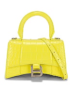 Balenciaga XS Hourglass Top Handle Bag in Light Yellow, view 1, click to view large image.