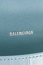 Balenciaga XS Hourglass Top Handle Bag in Blue Grey, view 7, click to view large image.