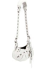 Balenciaga XS Le Cagole Shoulder Bag in Optic White, view 5, click to view large image.
