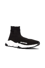 Balenciaga Bicolor Speed Sneakers in Black & White, view 2, click to view large image.