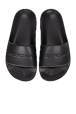 Balenciaga Mono Slides in Black, view 4, click to view large image.