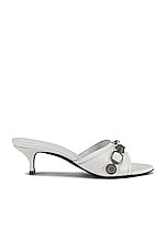 Balenciaga Cagole Mules in White & Palladium, view 1, click to view large image.