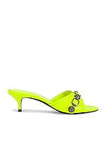 Balenciaga Cagole Mules in Fluo Yellow & Palladium, view 1, click to view large image.