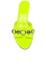 Balenciaga Cagole Mules in Fluo Yellow & Palladium, view 4, click to view large image.