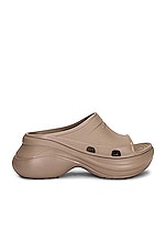 Balenciaga Pool Crocs Slides in Beige, view 1, click to view large image.