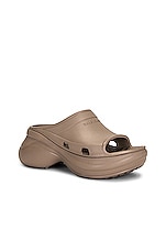 Balenciaga Pool Crocs Slides in Beige, view 2, click to view large image.