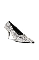 Balenciaga Square Knife Pump in Silver Titanium, view 2, click to view large image.